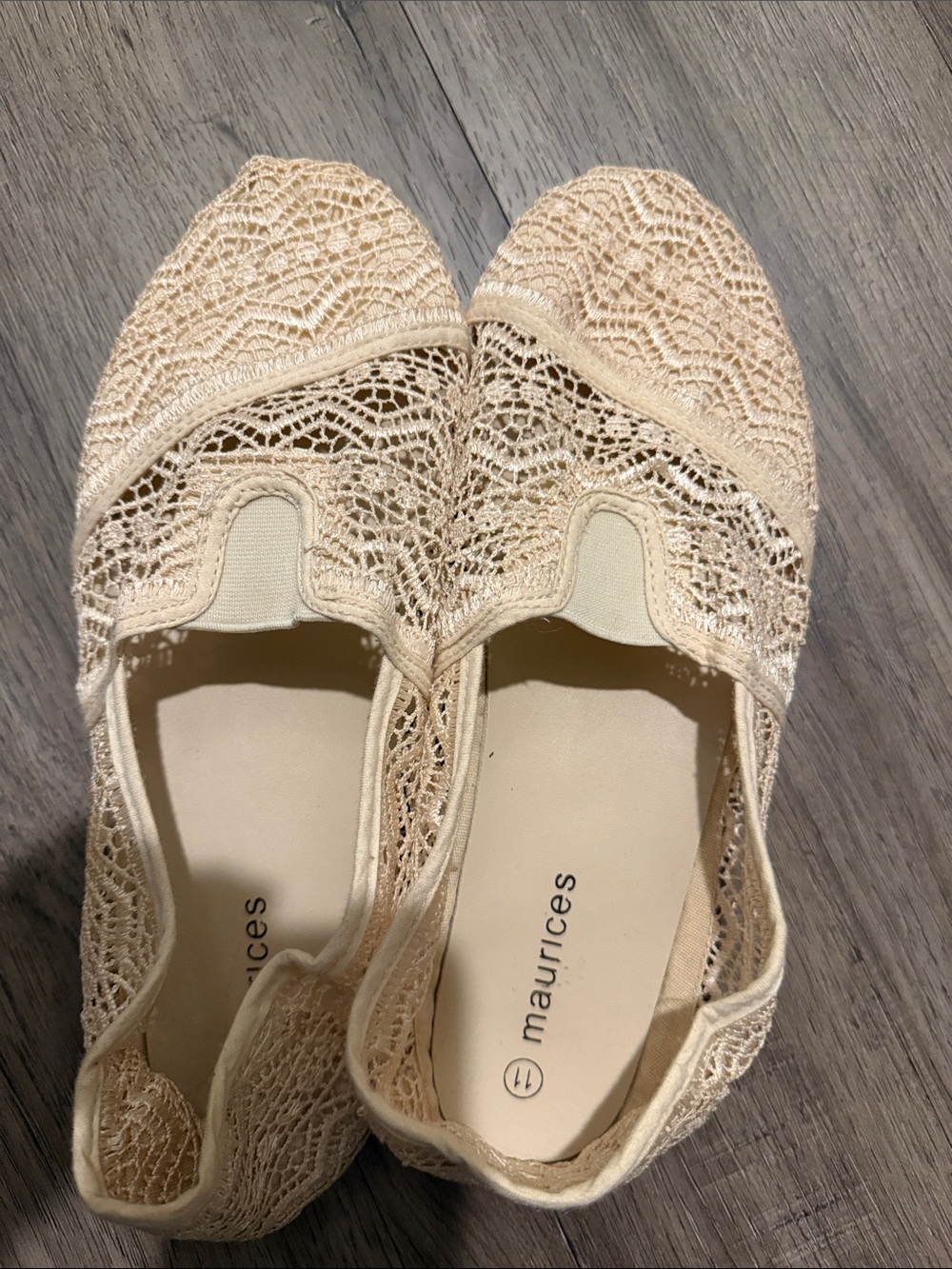 Maurices Cream Crochet Slip-On Flats